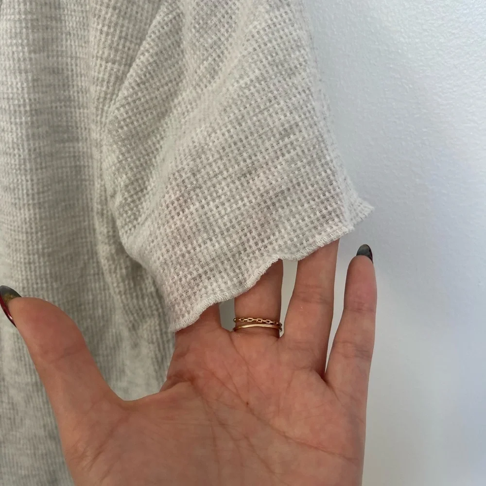 Poof NY Mini Waffle Gray Cropped Tee Shirt - Picture 3 of 5